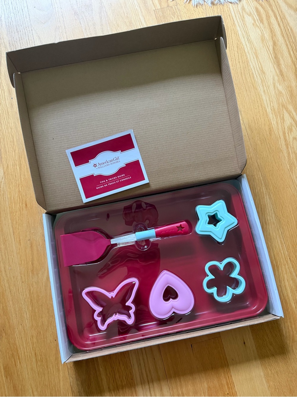 American Girl pink and teal baking play set with cookie cutters